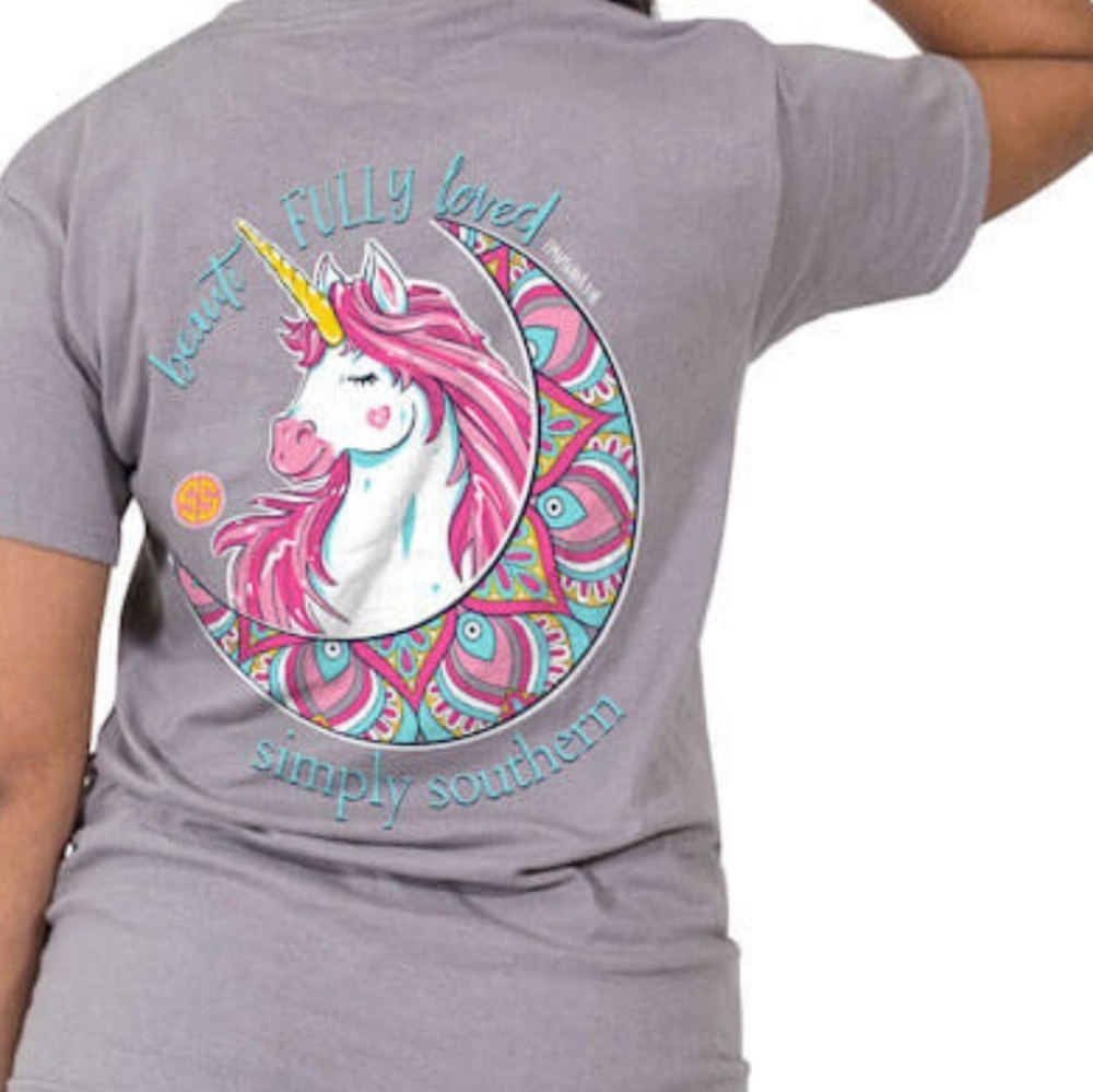 SIMPLY SOUTHERN PREPPY UNICORN LOVED GRAY SMALL
